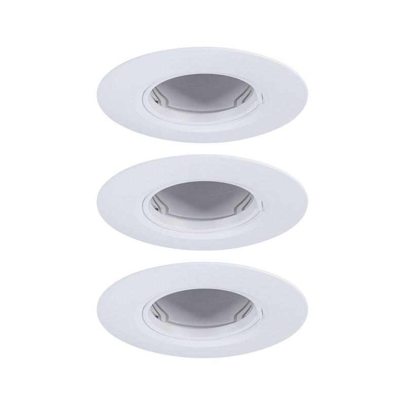 Paulmann 92112 Recessed Light Set of 3 Rigid Round 90 mm GU10 Max. 3 x 10 W 230 V White Recessed Lamp