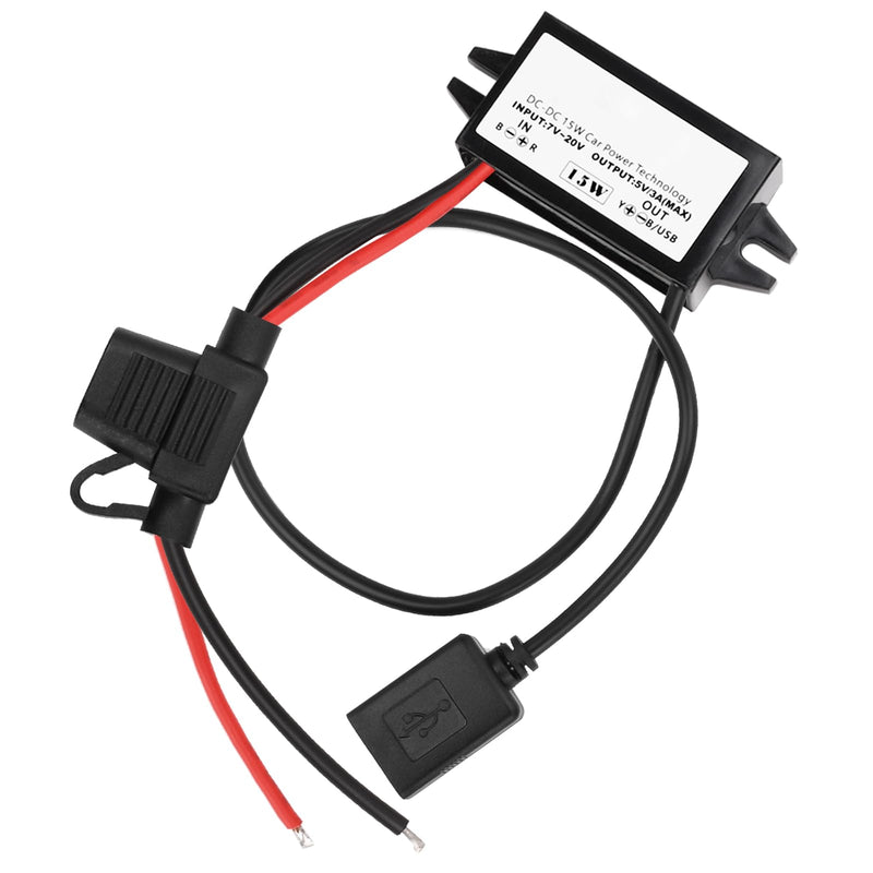 [AUSTRALIA] - 12 V to USB, 12 V to 5 V USB adapter, DC buck converter module 3 A 15 W DC to DC car power converter adapter with fuse (single USB) Single USB with fuse 