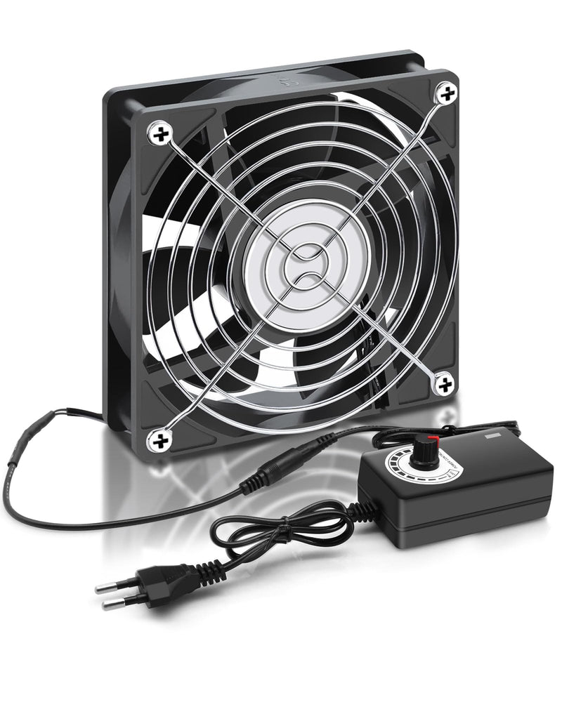 RUIZHI 120 mm Case Fan 12 V PC Fan - Computer Fan Adjustable Wind Speed, AC 220 V - 240 V Fan, 2750 RPM, Fan for PC Laptop, TV, Radio, Router, Single Row Fan 120mm×120mm×25mm
