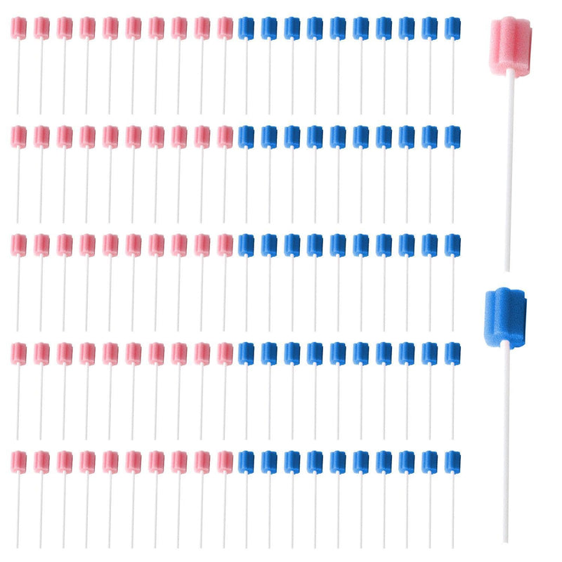 [AUSTRALIA] - Pack of 100 Sponge Sticks, Oral Care Sponge Sticks, Dental Cleaning Sponge Sticks, Portable Mouth Sponge Sticks, Sponge Sticks for Children and Adults 