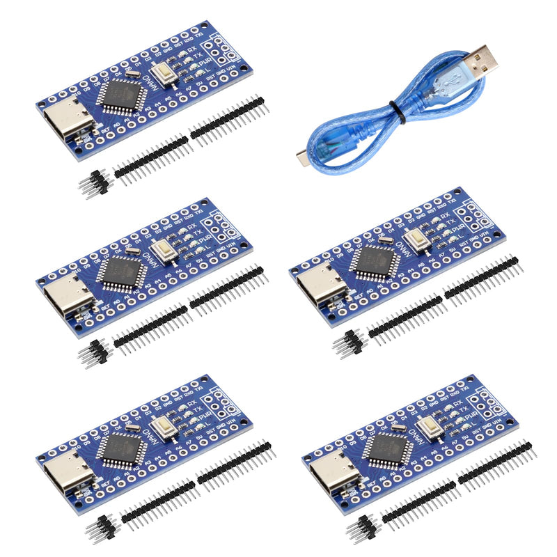 [AUSTRALIA] - Nano V3.0 Board with Cable, AYWHP 5PCS Nano Board ATmega328P, CH340G Chip 5V 16M, Microcontroller Compatible with Arduino Nano (USB C Port) 5 