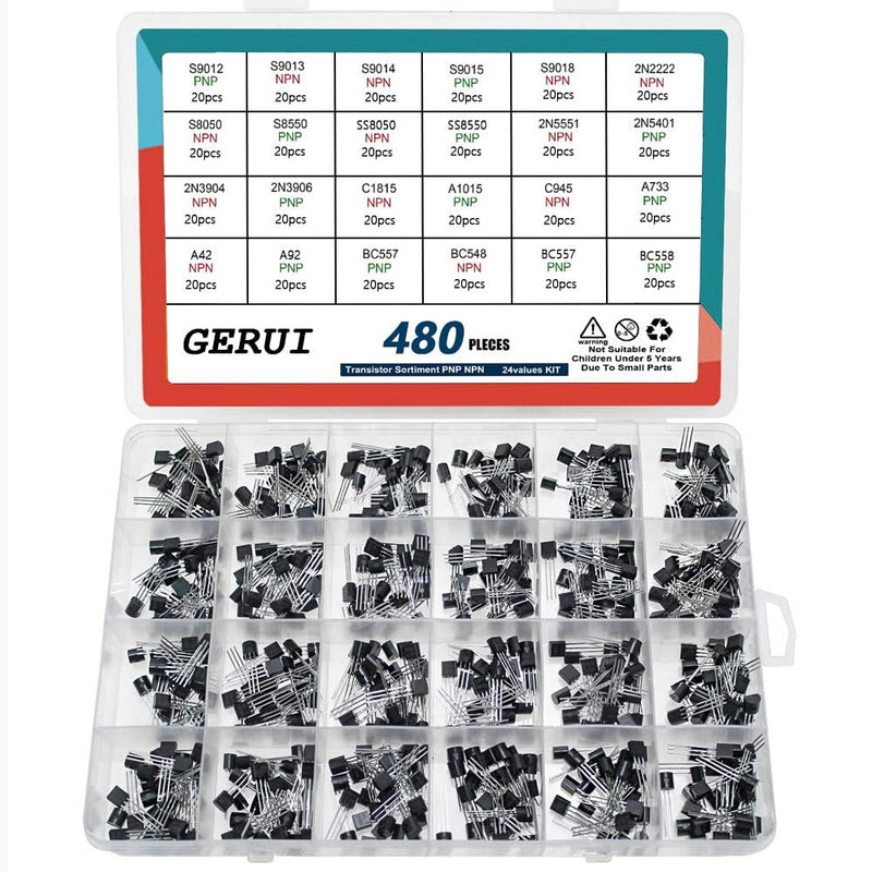[AUSTRALIA] - Transistor Assortment Kit 24 Values 480pcs PNP NPN Transistors S9012 S9013 S9017 S9015 S9018 2N2222 S8050 S8550 SS8050 SS8550 2N5551 2N 5401 2N3904 2N3906 C1815 A1015 C945 A733 A42 A92 BC547 BC548 