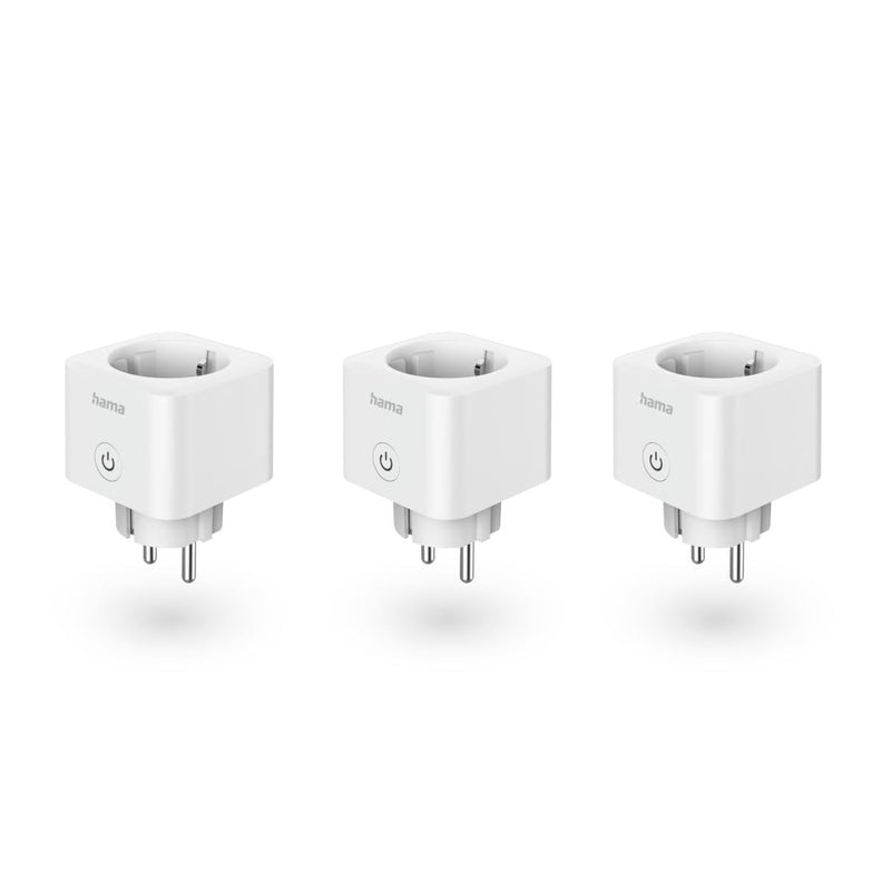 Hama WLAN Socket, Pack of 3 (with Matte Smart Home, Universal, WLAN Controlled Socket with App and Voice Control, as Timer, 3680 W) Pack of 3 - Indoor