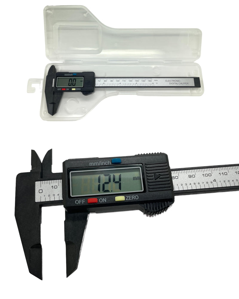 jj-shop24 Digital Caliper, Calliper Gauge, 0-150 mm, Digital LCD Display, Carbon Fibre Plastic, Caliper Gauge for Outdoors, Depth and Step Measurement
