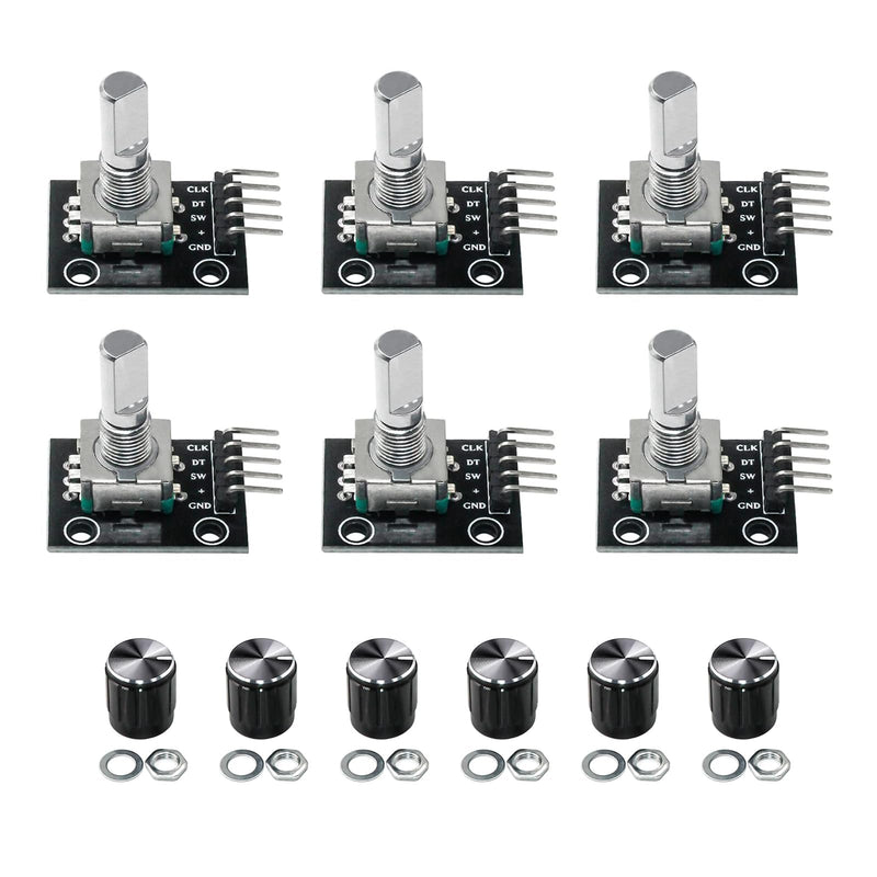 KY-040 Rotary Encoder Module, 360 Degree Rotary Encoder Module, Potentiometer Digital Pulse Output Electronic Building Blocks for Automotive Electronics Multimedia Audio, Pack of 6