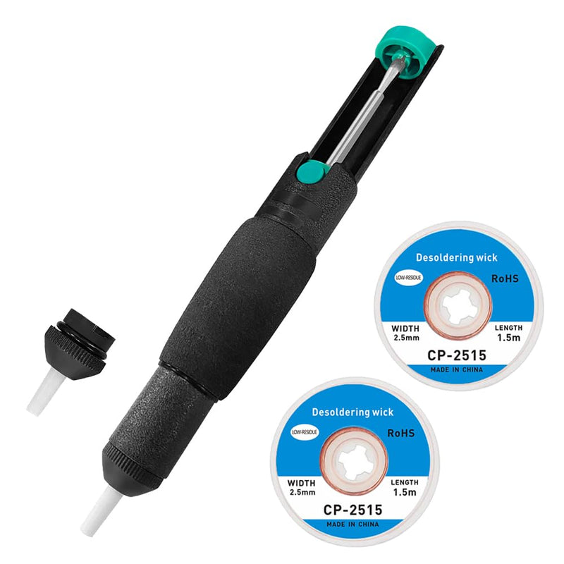Desoldering Pump Set, Desoldering Pump & Desoldering Wire, Desoldering Wick & Desoldering Pump, Desoldering Wick (2.5 mm, 1.5 m), Solder Suction Vacuum Pump Solder Removal Tool