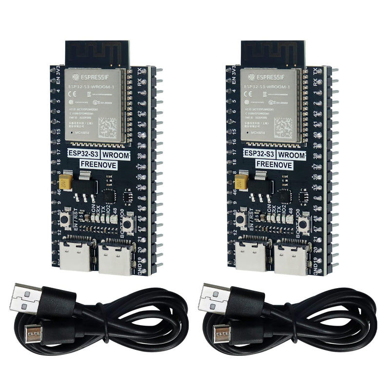 FREENOVE ESP32-S3-WROOM Board Lite (2 Pack), Dual-core 32-bit 240 MHz Microcontroller, Onboard Wireless, Python C Code, Example Projects Tutorial 2 Pack