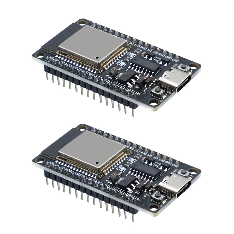 For ESP32 NodeMCU Development Board, QIQIAZI for ESP32 NodeMCU for ESP32 USB C Module, 2.4 GHz WiFi + Bluetooth Dual-Cores, with CH340 Chip, for Arduino (Pack of 2)
