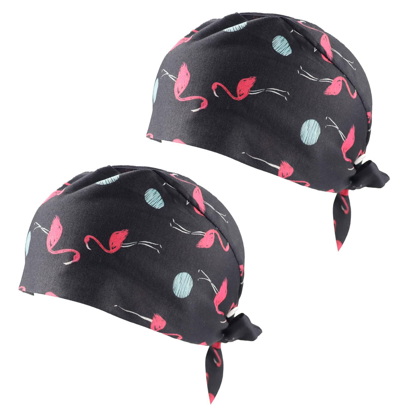 LNQ LUNIQI Women's Surgical Cap Fabric, Pack of 2 Adjustable Surgical Caps, Flamingo Surgical Headwear, Doctor for Dentist, Nurse, Anaesthesiologist, Surgery