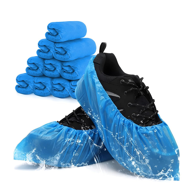 [AUSTRALIA] - Disposable Shoe Covers Pack of 100 - Waterproof & Non-Slip Overshoes Made of CPE Material, Disposable Shoe Covers for Hygiene, Protection & Rain Protection, Shoe Covers for Household, Clinic & Work 