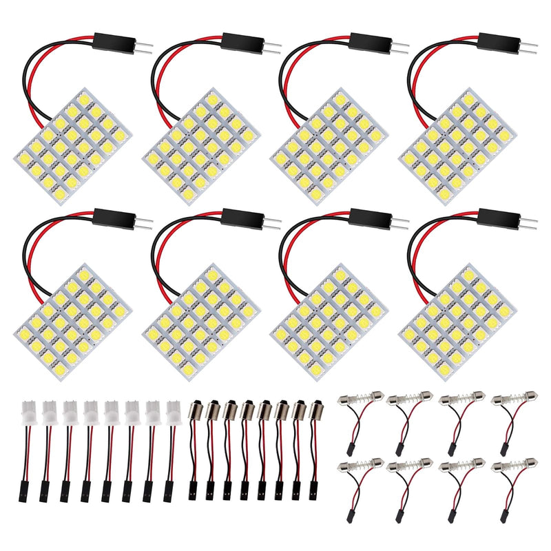 [AUSTRALIA] - HUAZIZ 8 pieces super white energy-saving 5050 24 SMD LED panel dome light interior reading plate light roof ceiling interior wired lamp + 8 pieces garland adapter 
