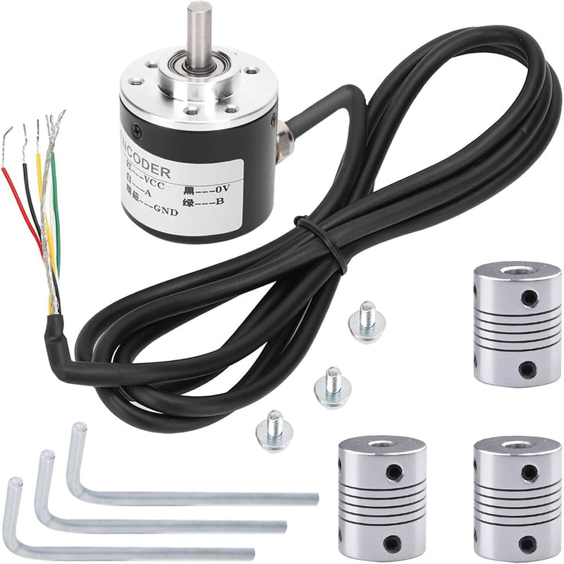 JYUDAUFU Incremental Rotary Encoder, DC 5-24V 600P/R AB 2 Phase Quadrature Optical Encoder, NPN Output with Program Test Accessories, for Radio, Button Module, Wheel Speed Sensor, Mouse Wheel