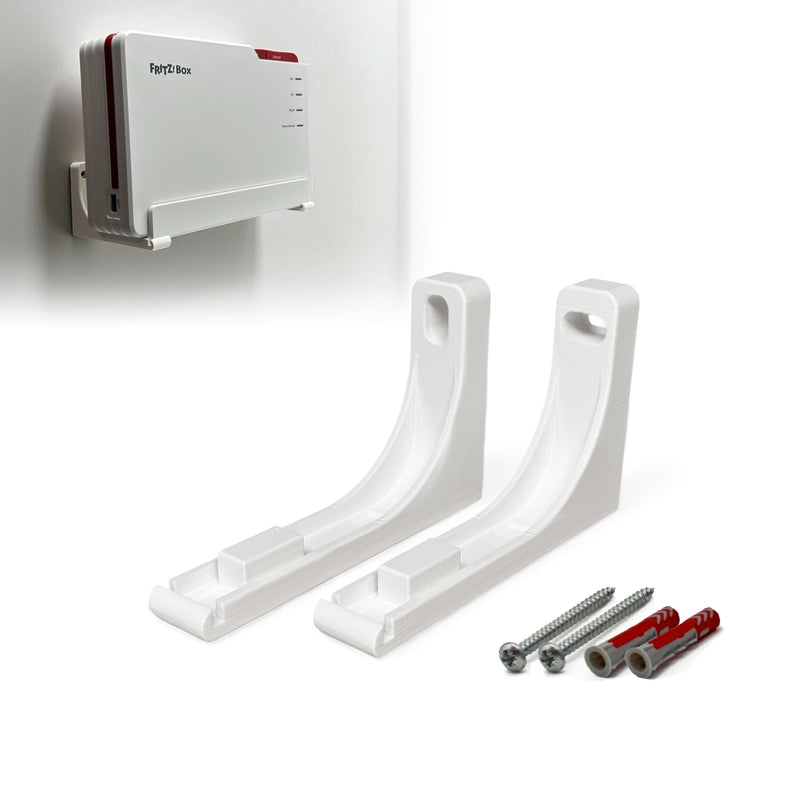 Wall mount for AVM FRITZ!Box 5690 Pro - robust, perfect fit, fibreglass connection (fibre) free, open design for heat dissipation, including drilling template, screws and dowels - made in Germany
