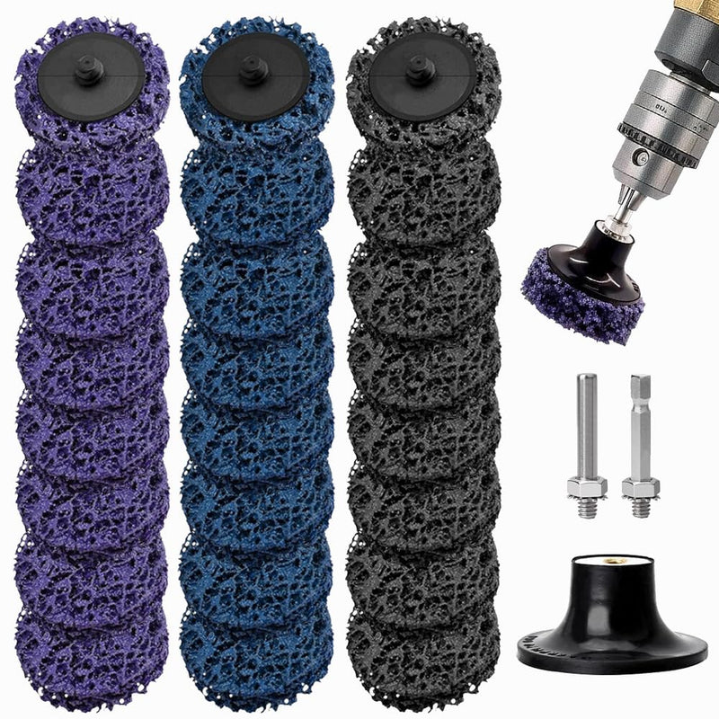 Coztie CSD Sanding Disc, 18 Pieces Coarse Cleaning Disc, Cleaning Disc Set 2 Inch Coarse Cleaning Disc Drill with Two Pull Rods for Rust Removal or (50 mm Mixing of Colours, 18) 50 mm mixing of colours