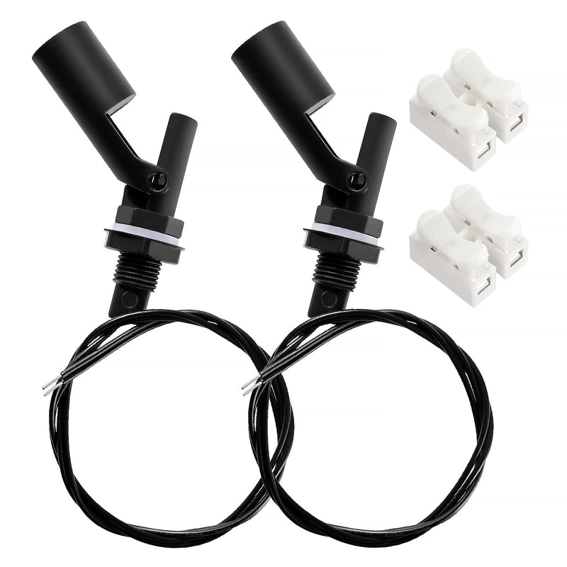 KUOQIY 2 x M12 10 W Water Level Sensor, PP Side-Mounted Horizontal Liquid Float Switch, Water Liquid Level Sensors, with Spring Wire Connector, for Tank Pool, Black M12 – Schwarz – 2 Stücke