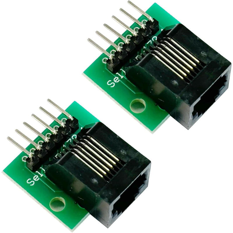 PENGLIN RJ11 Socket with Circuit Board, RJ11 6P6C Breakout Board with Pin, RJ11 6-pin Telephone Socket Adapter, Pack of 2