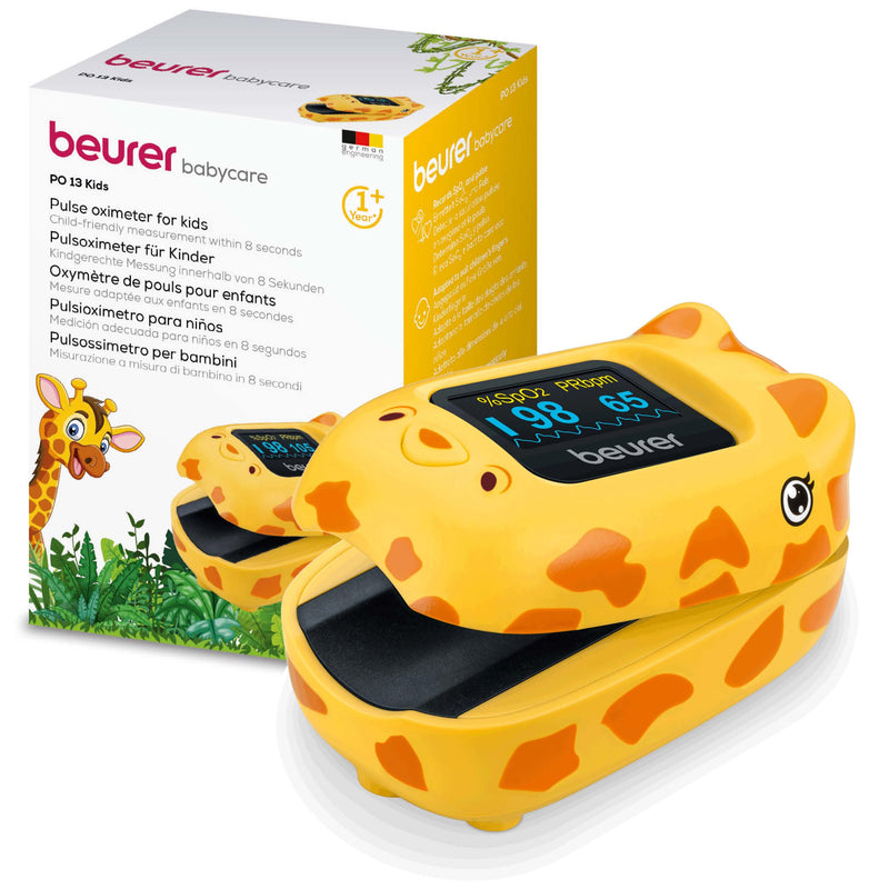 [AUSTRALIA] - Beurer PO 13 Kids Finger Pulse Oximeter for Kids, Pulse and Oxygen Saturation Measurement in Seconds, Small Size, Automatic Display Alignment, with Belt Bag 