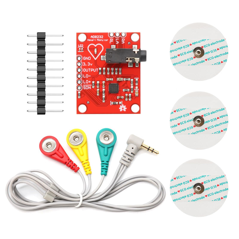 [AUSTRALIA] - AD8232 ECG Module Kit Binghe AD8232 ECG Measuring Pulse Heart Rate Sensor Module AD8232 ECG Monitoring Sensor ECG Heart Rate Sensor Module with Dupont Cable Compatible with Arduino 