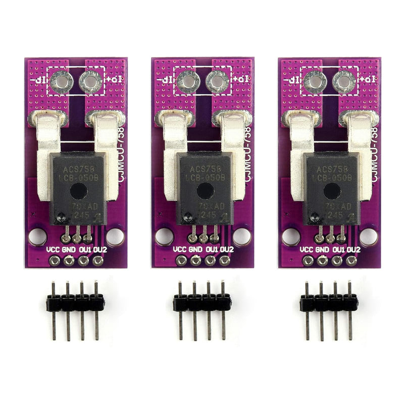Pack of 3 ACS758LCB-050B-PFF-T Linear Current Sensors, Hall Current DIY Module (3)