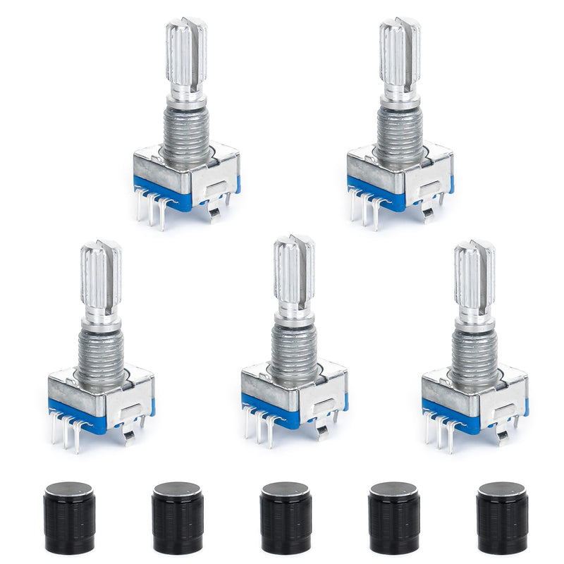 SCOOYUCK 5 pieces rotary encoder EC11 5 pin encoder module, 360 degree rotation angle sensor with push button 1