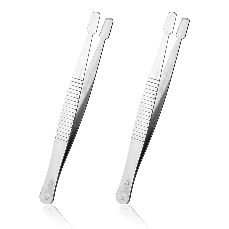 [AUSTRALIA] - JJUNW Pack of 2 Stamp Tweezers, Stainless Steel Flat Wide Tweezers, Universal Tweezers, Stamp Tweezers, Philately Collector's Tools for Stamps, Documents, Photo Development 