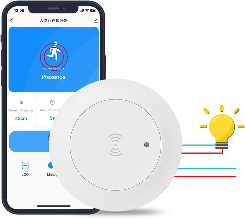 Haozee - Presence Sensor, Zigbee Millimeter Wave Presence Sensor, Intelligent Motion Sensor Light Switch with Auto On/Off, Requires TUYA HUB, Supports Home Assistant