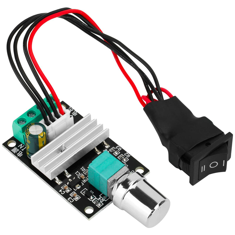 DC Motor Speed Controller - PWM 6V/12V/24V/28V/3A/80W Speed Adjustable Reversible Switch 1203BB DC Motor Driver for Fan, DC Motor, Fish Tank Oxygen Pumpt 6-28V 3A