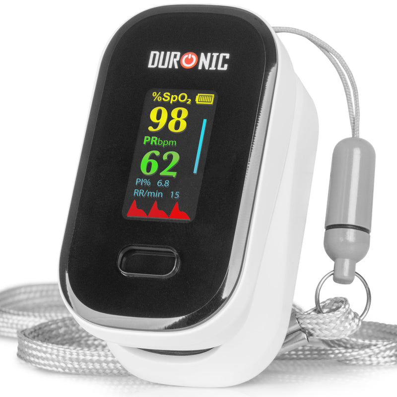 Duronic OX02 Pulse Oximeter Measuring Oxygen Saturation (SpO₂) in Blood Oximeter for Home Pulse Oximeter for Painless Finger Application