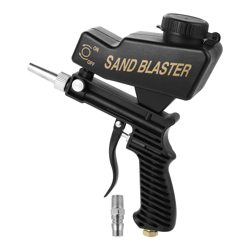 Portable Pneumatic Sandblasting Gun - Multifunctional Compressed Air Sand Blaster Machine Small Hand-Held Sandblasting Device Suitable for Removing Paint Rust Stains (Black)