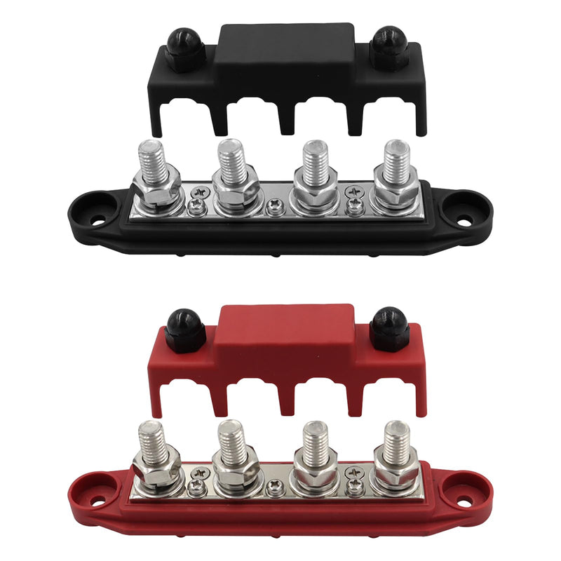 Pack of 2 Busbar 12V-48V DC Busbar Distribution Block 250A Power Distribution Block, Power Distribution Rail with 4 x M8 Bolt Connection for Car Marine Car Trailers Motorhome Boat