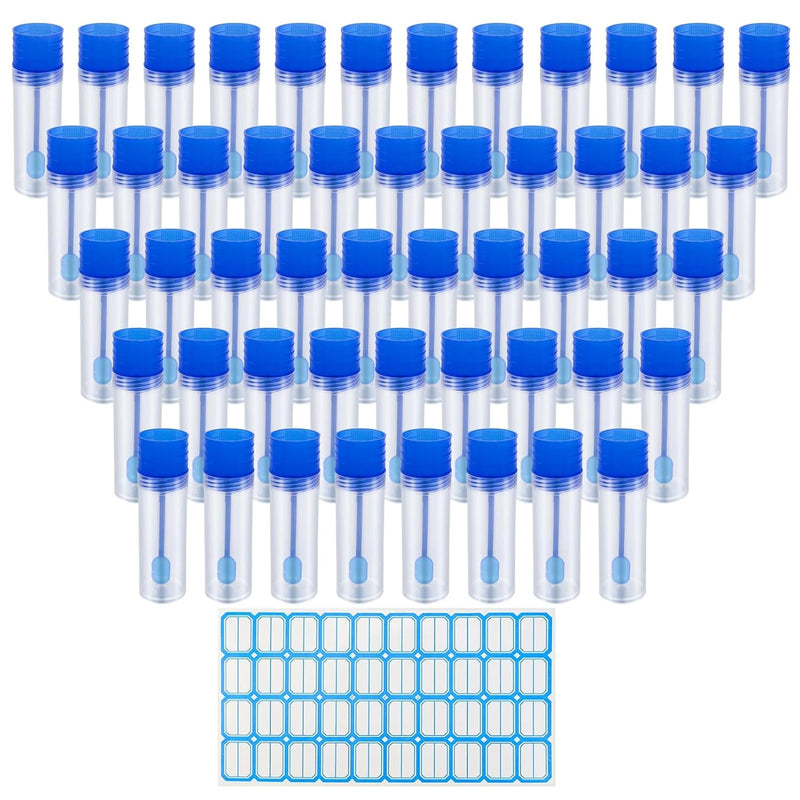 Pack of 50 Dog Faecal Sample Tubes 15 ml Chair Sample Tube with Spoon and Label Sticker Good Sealing Chair Sample Collection Aid for Pets for Testing