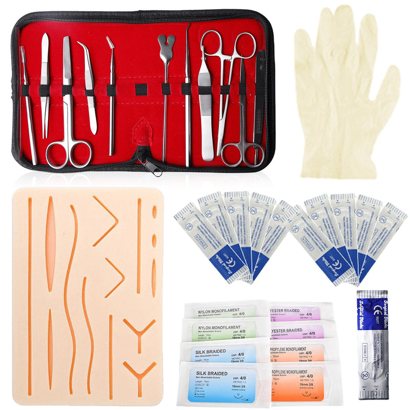 Surgical Suture Set, Suture Training Set, Wound Seam Exercise Set, Silicone Sewing Cushion with Tool Set, Suture Training, Suture Pad, Suture Practice Kit, Silicone Suture Simulator, Ideal Gift for