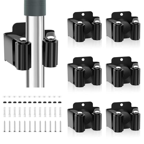 gaoduanluoluo 6/12 Piece Tool Holder Set, Broom Holder Wall, Garden Tool Holder, Tool Holder for Kitchen, Home, Bathroom, Garage (6)