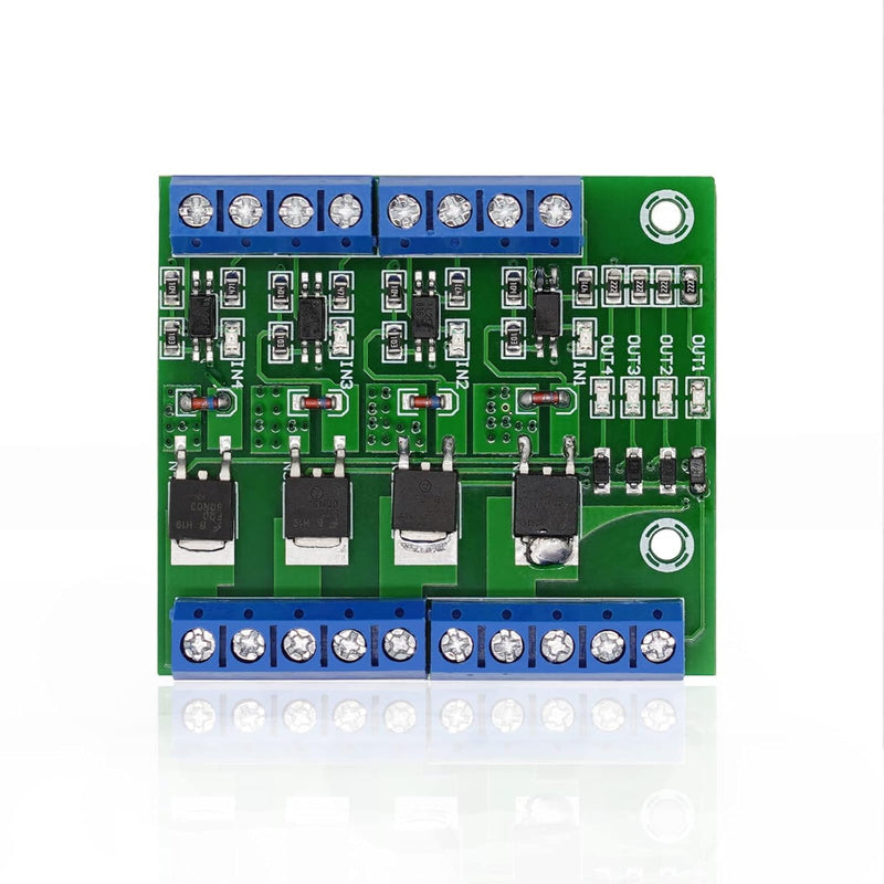 Mosfet PCB PWM 4 Channel PLC Amplifier Mosfet Module 8 Channels PWM 4 Channel MOS FET Module, PLC Amplifier Circuit Board Driver Module PCB Module Driver 3-20V to 3.7-27VDC, 10A
