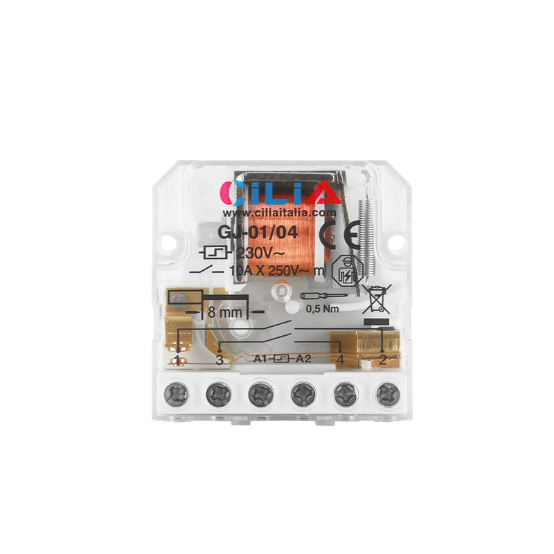CILIA 230V Electromechanical Pulse Relay with Coil Circuit and Separate Contacts with 1/2 NO Contact (2) Commutator