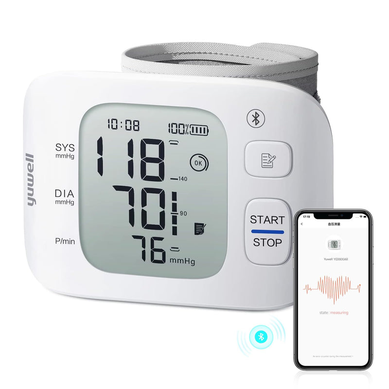 yuwell Intelligent Rechargeable Wrist Blood Pressure Monitor for Home Use, Large Blood Pressure Cuff, Blood Pressure Device with Irregular Heartbeat and Voice Function (YE8800AR) Ye8800ar