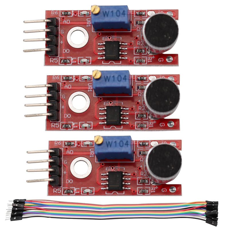 Heevhas KY-037 4 Pin Voice Recognition Sensor Module Sound Recognition Module Microphone Transmitter for Intelligent Robot Car Kits with Cable (Pack of 3)