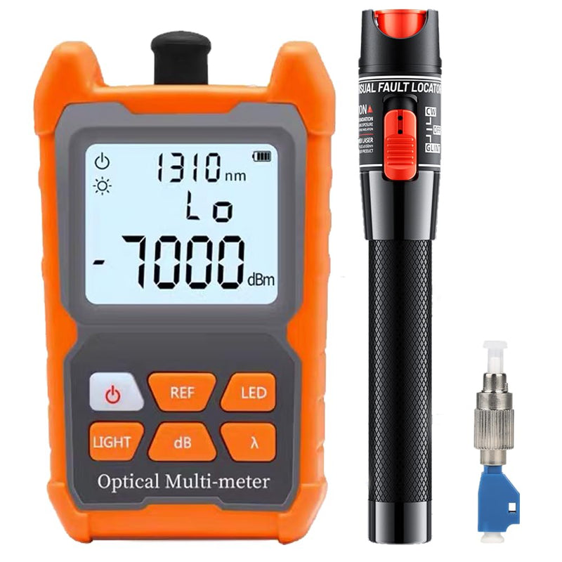 50mW Optical Fault Fault Finder Photometer Fiber Optic FTTH -70dBm to +6dBm Fiber Optic Tester with FC-LC-Adapter