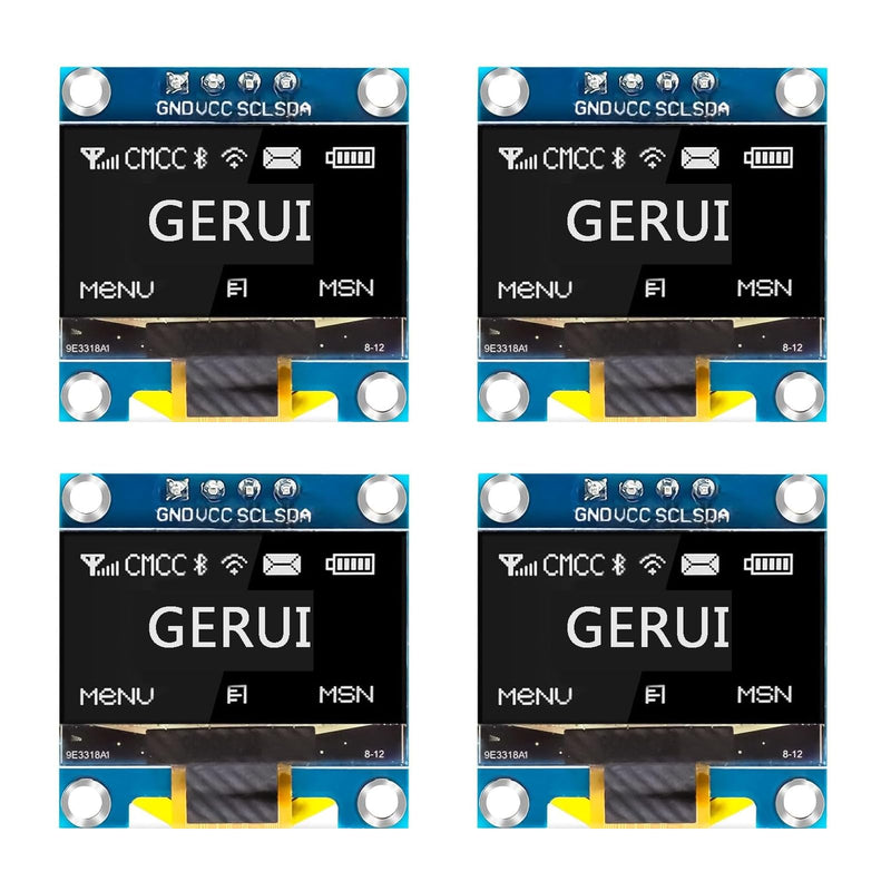 4 x 0.96 Inch OLED Display Module 128 x 64 Pixel I2C Display Module with I2C IIC Serial Self-Luminous Compatible with Arduino and Raspberry Pi (White) White