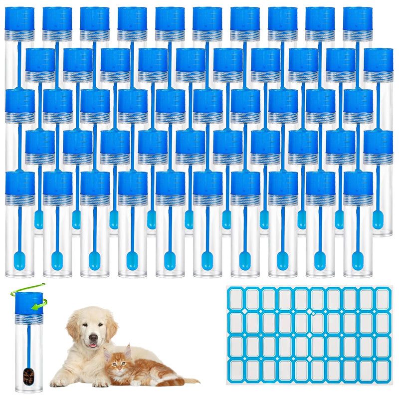 SZSMW 50 Chair Sample Tubes – Sample Tube – Dog Faecal Sample Tube – Suitable for Collecting Various Solids, Liquids or Powders, for Testing Pet Samples, with Stickers