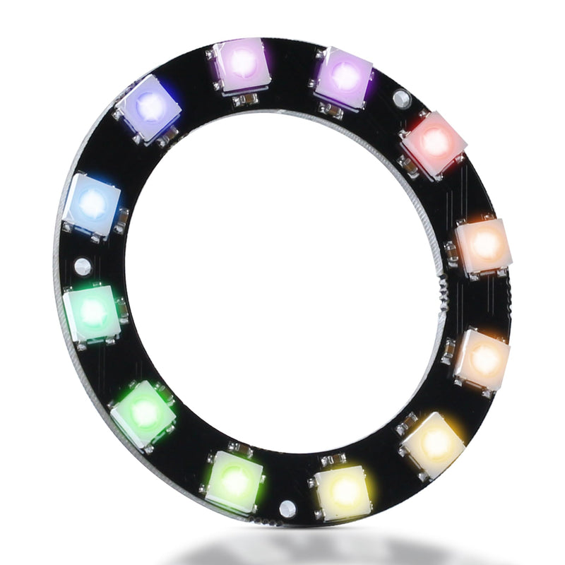 CUQI WS2812 RGB LED Ring 12 Bit Individually Addressable WS2812 LED 50 mm Diameter for Arduino, Raspberry Pi, DIY Projects 12-Bit Black