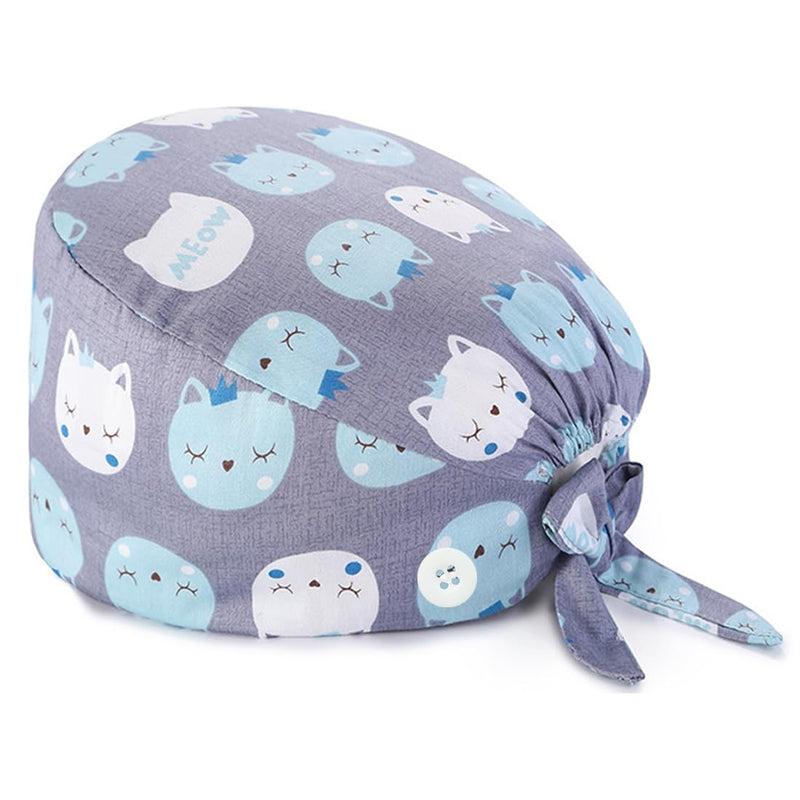 [AUSTRALIA] - BQRKOTM Unisex Scrub Hat, Cotton Scrub Cap with Adjustable Sweatband, Printed Medical Hat with Buttons, Dust Cap 