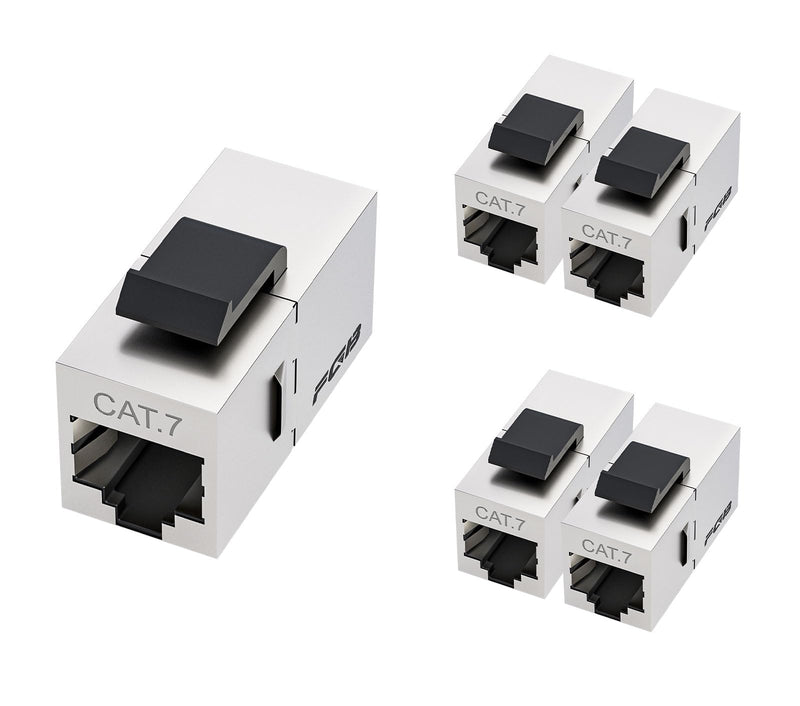 FGB 10Gbps Cat7 Keystone Module RJ45 Shielded Coupling Socket Network Patch Panel Keystone Ethernet Coupling Network Connector (Pack of 5, Silver) Pack of 5