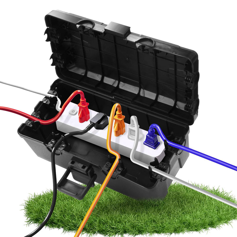 Waterproof Cable Box, Garden Cable Box, Waterproof for Outdoor Use, IP54 Safe Box, Safety Box, Weatherproof Cable Box, Extension Cable Covers, Protect Socket, Timer, Plug mittelgroß