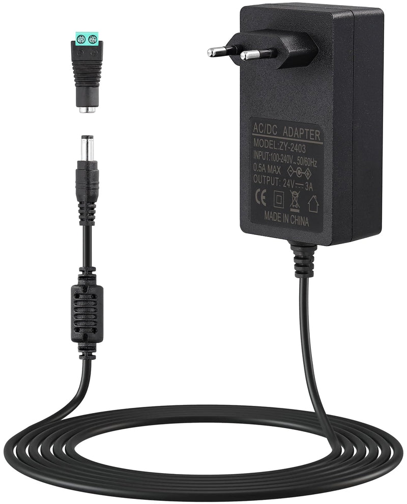 [AUSTRALIA] - Power Supply Adapter 24V 3A 72W Universal Transformer 100-240AC 50/60hz Power Supply AC to DC Converter Transformer for 24V Strip Driver 