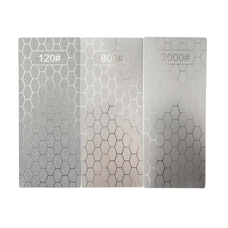 3 Pcs Diamond Sharpening Plates,120 Grit Extra Coarse 800 Grit Medium and 2000 Grit Extra Fine Diamond Knife Sharpeners for Kitchen Scissors Knives Outdoor Tools 120/800/2000