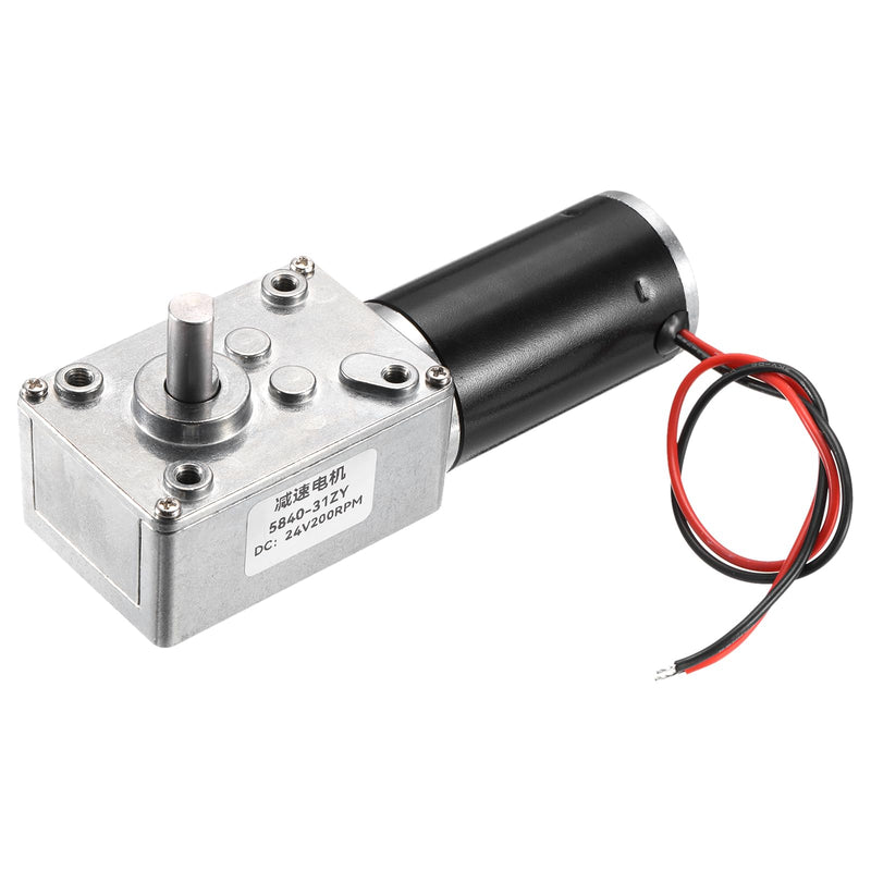 QUARKZMAN DC 24 V 200 rpm Reversible Worm Gear Motor Reducing Motor 8 mm D-Shape Shaft High Torque Gear Housing Reduction Electric Motor for Sweepers, Printers, Ovens