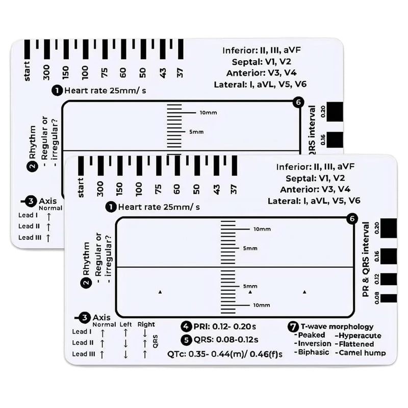 [AUSTRALIA] - HQRKOTM ECG 7 Level Ruler Card for ECG/ECG Interpretation, Portable Bag, Plastic, 85.6 mm x 53.98 mm, Medical Instrument, Simple Plastic Construction, ECG 7 Step Ruler, Pack of 2, a 