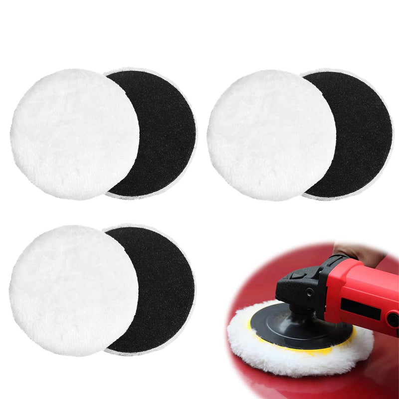 Landrain 6 pieces polishing disc, 125 mm, lambswool cover, polishing attachment, angle grinder, polishing sponge, 125 mm, Velcro