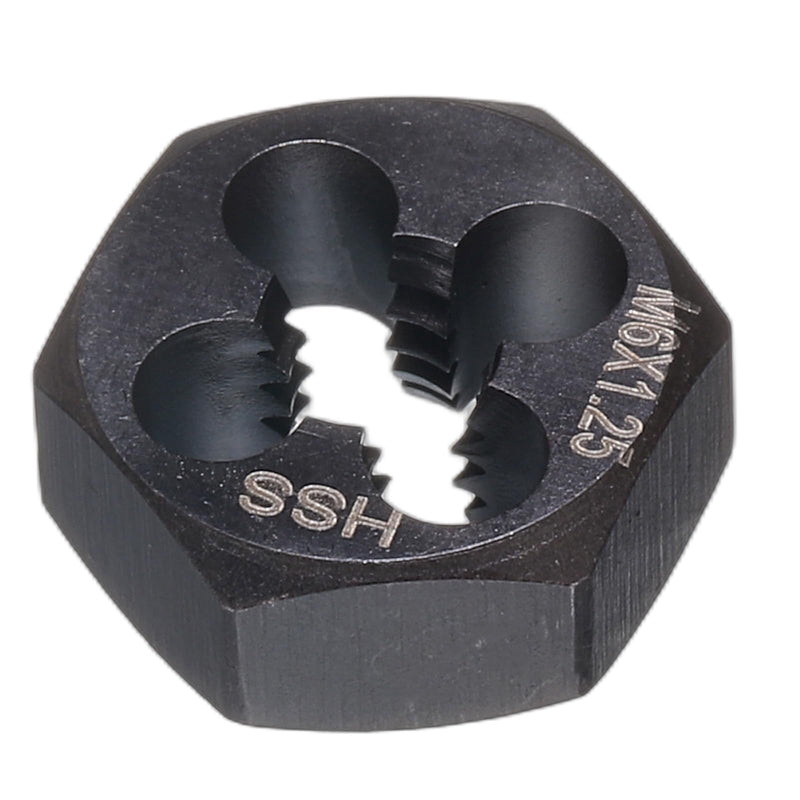 sourcing map Hex Threading Die M6 x 1.25 Metric Thread Right Hand High Speed Steel Rethreading Fixed Die Screw Cutting Tapping Repair Tool